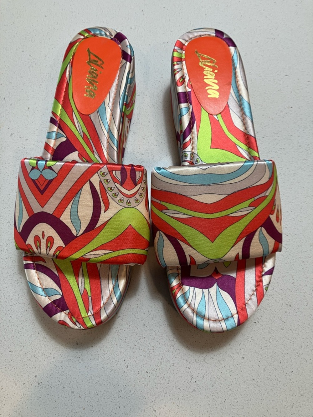 Mariana Multi-Color Pattern Slide Sandals for Women